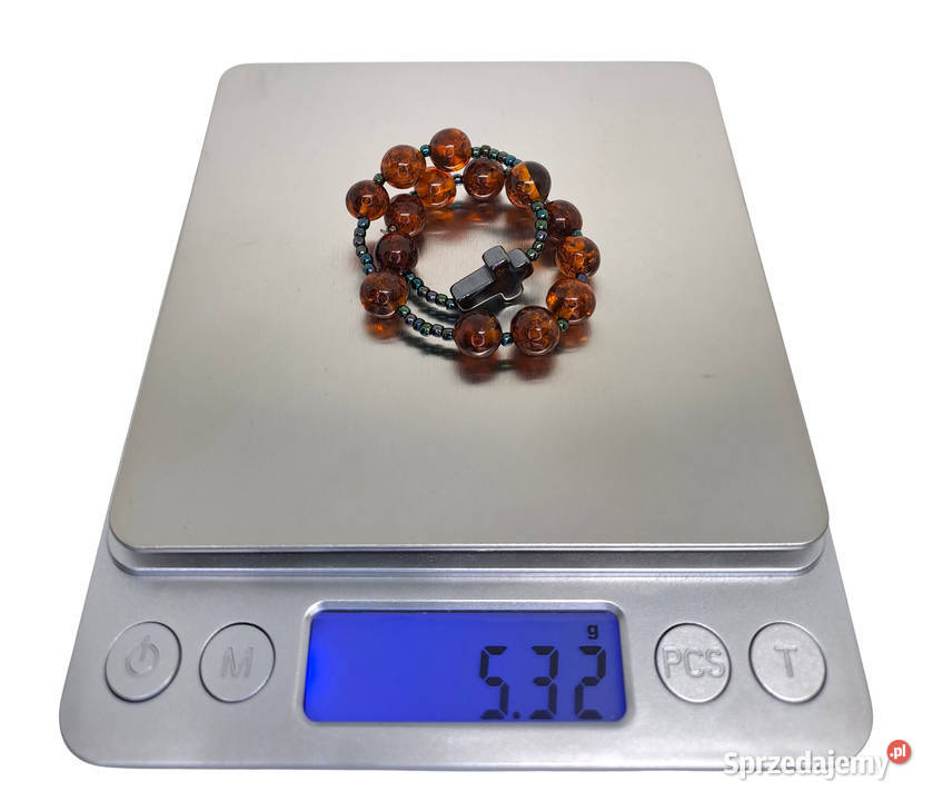 Bransoletka różaniec dziesiątka różańca BURSZTYN