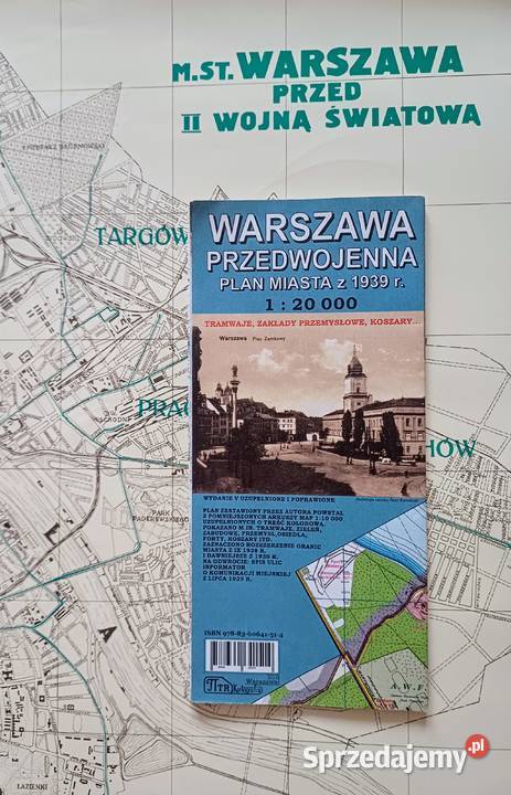 PLAN WARSZAWY PRZED II WOJNĄ ŚWIATOWĄ x 2 mapa ścienna Warszawa