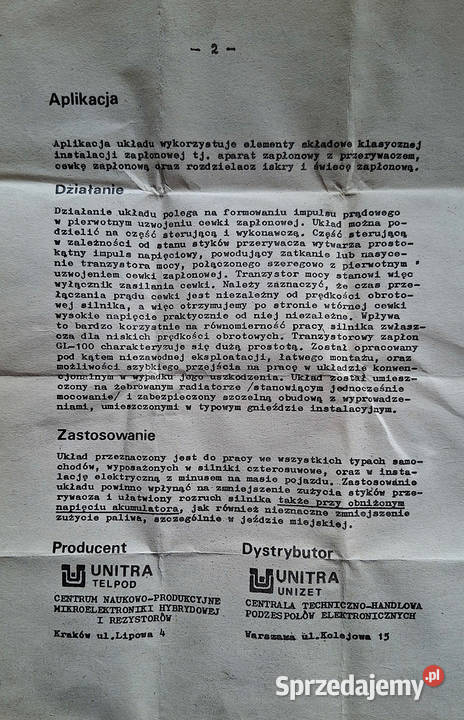 Moduł zapłonowy GL100 osobowe Dąbrowa Górnicza