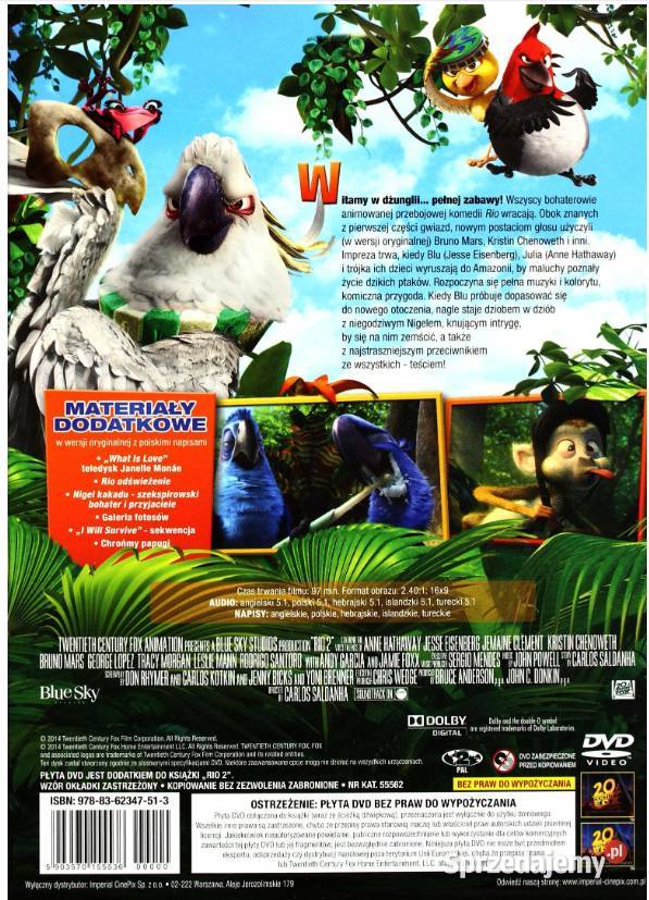 RIO 2 DVD KSIĄŻKA Filmy Kalisz