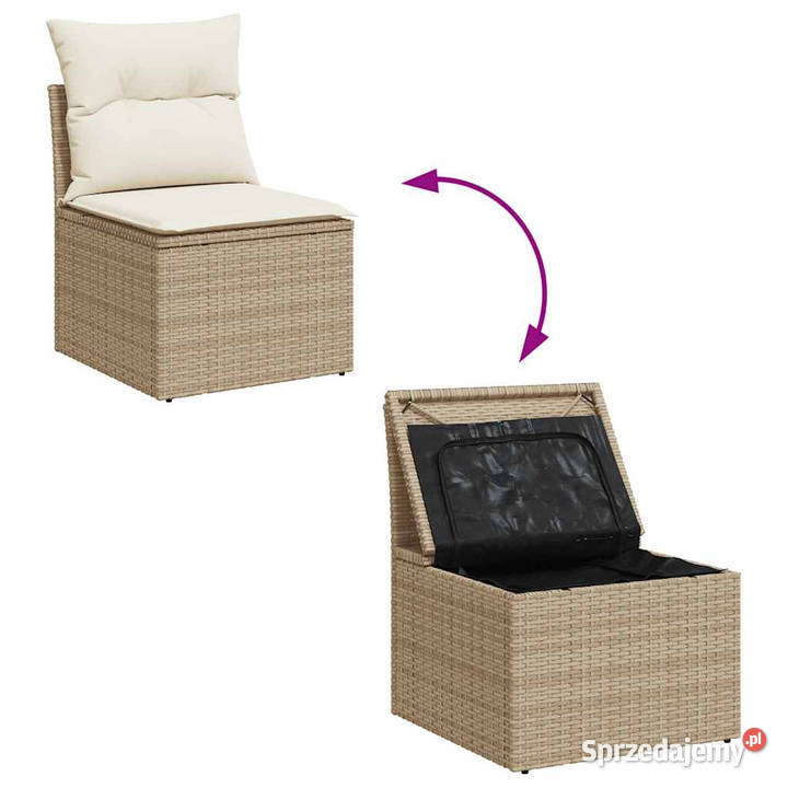 4cz sofa ogrodowa z poduszkami beżowy rattan PE Warszawa
