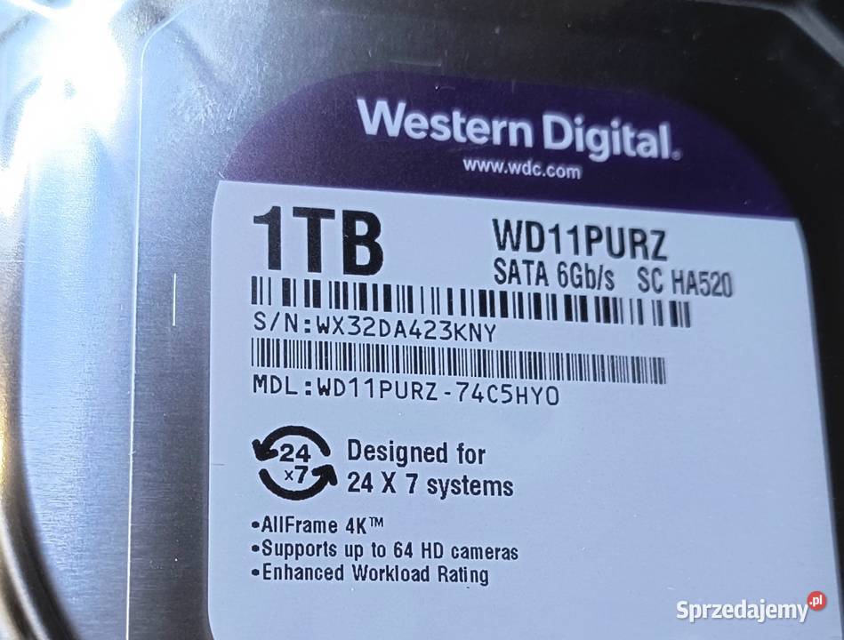 Dysk HDD 1TB WD11PURZ 24x7 okazja Gdańsk