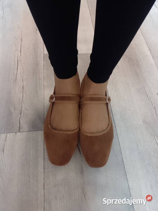 40 Brązowe baleriny wieczorowe z zapięciem NOWE Balerinki Kraków sprzedam