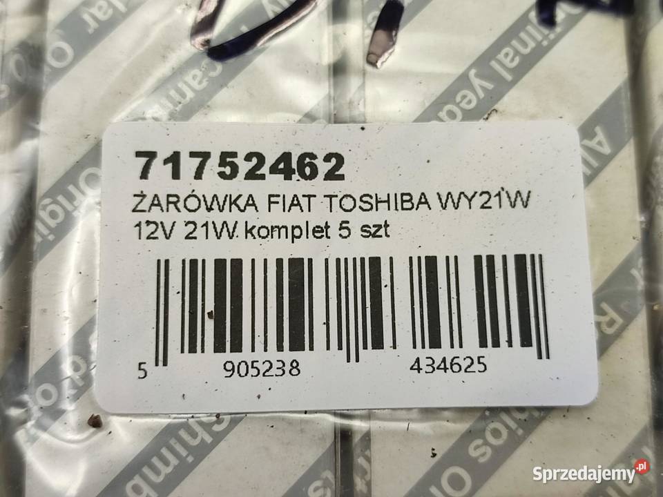 ŻARÓWKA KOMPLET 5 FIAT TOSHIBA WY21W 12V 21W osobowe lubelskie
