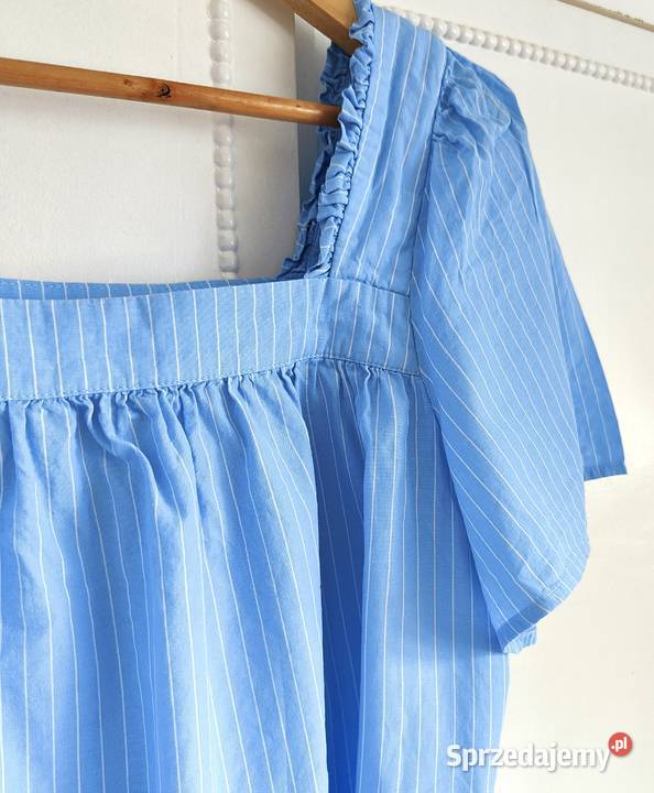 Niebieska bluzka w paski M 38 bawełna My Szczecin