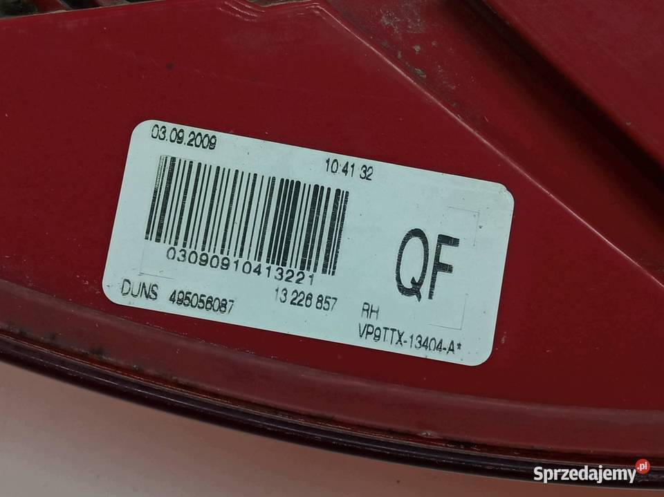 LAMPA TYŁ PRAWA KOMBI 13226857 Opel Insignia I Rok produkcji 2009 sprzedam