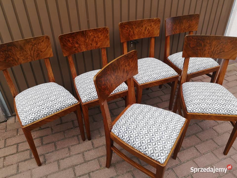 Krzesła ARTDECO Orzech Stare Antyk Komplet 6 sprzedam
