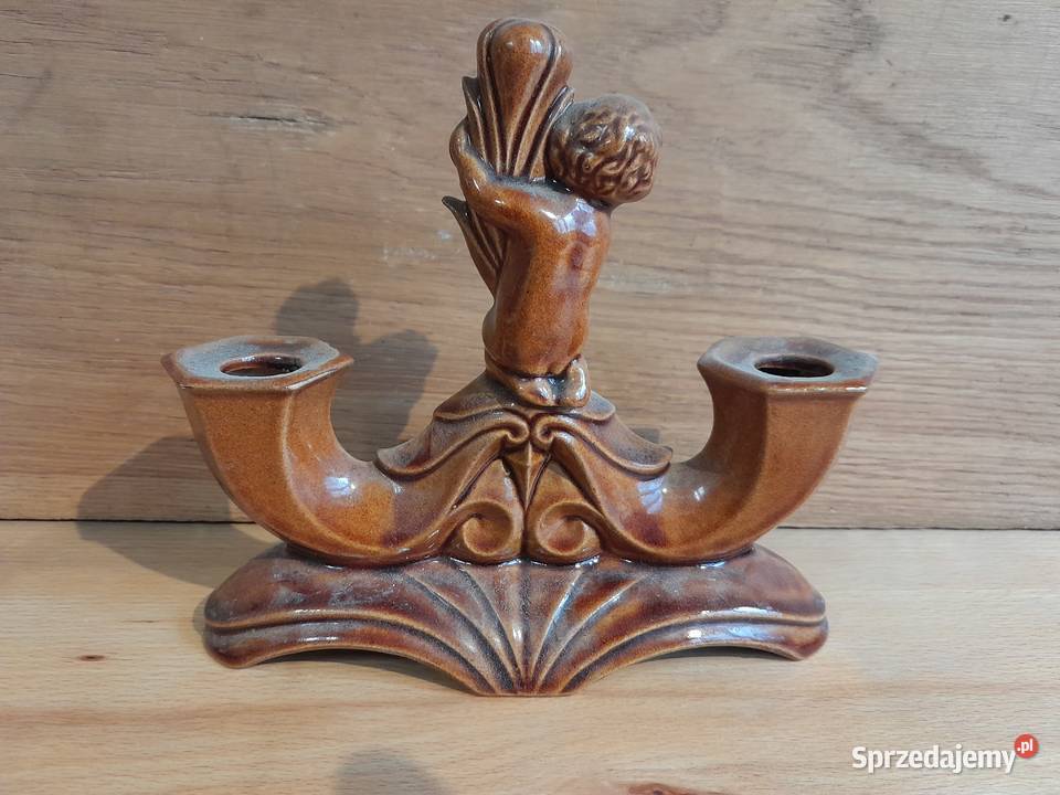 Stary ceramiczny świecznik zabytek PRL starszy Dąbrowa Górnicza