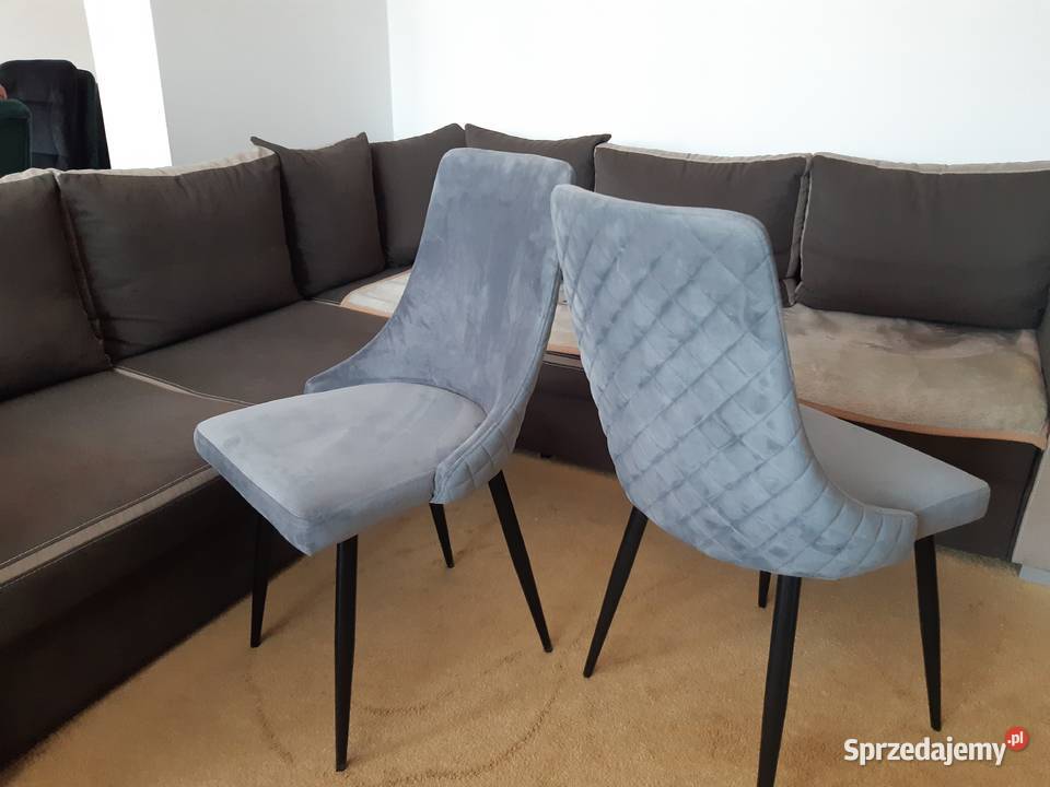 krzesła welurowe GLAMOUR szare NOWE 4 z