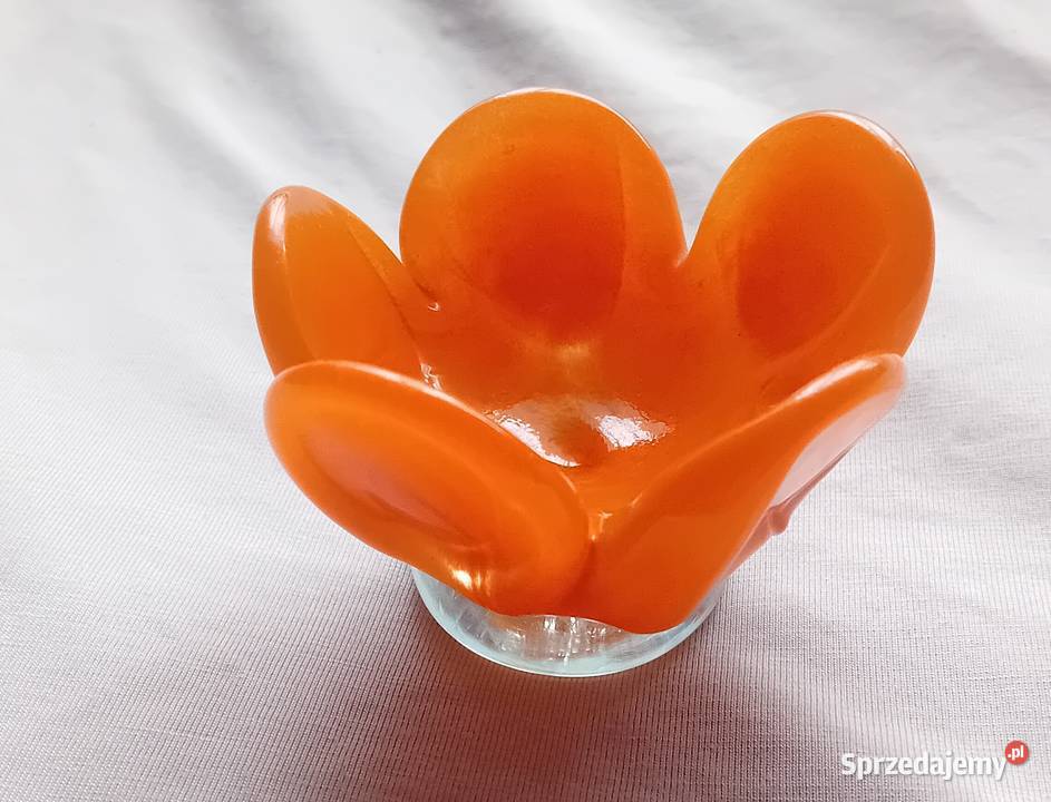 Ręcznie formowany szklany świecznik w stylu Koźminek