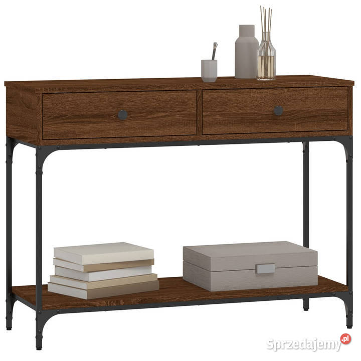 Stolik konsolowy brązowy dąb 100x345x75 WM833397 Warszawa