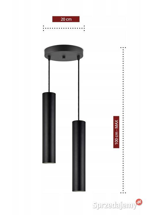 LAMPA WISZĄCA ŻYRANDOL TUBA podwójna Czarna na