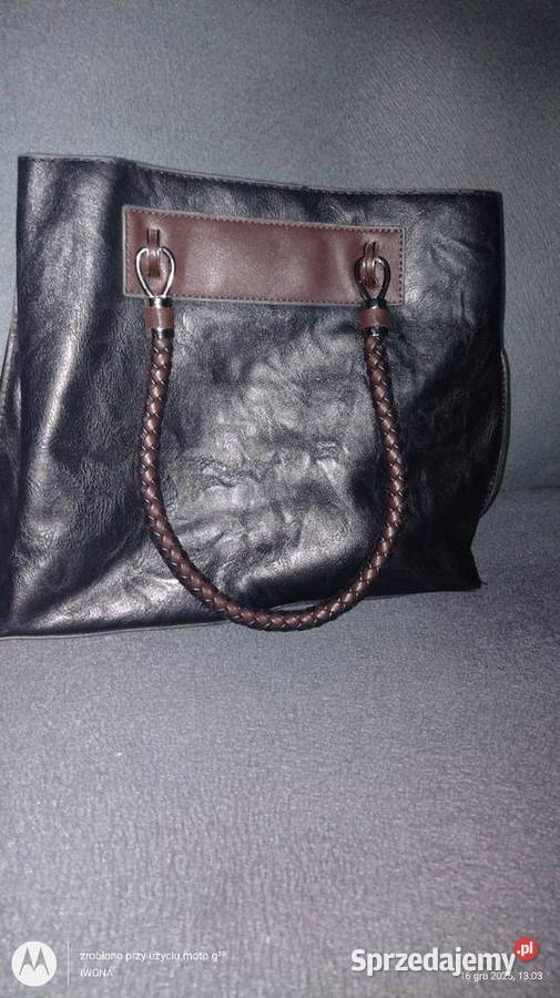 Elegancka nowa czarna torebka skórzana Butik 12cm wielkopolskie Ostrów Wielkopolski
