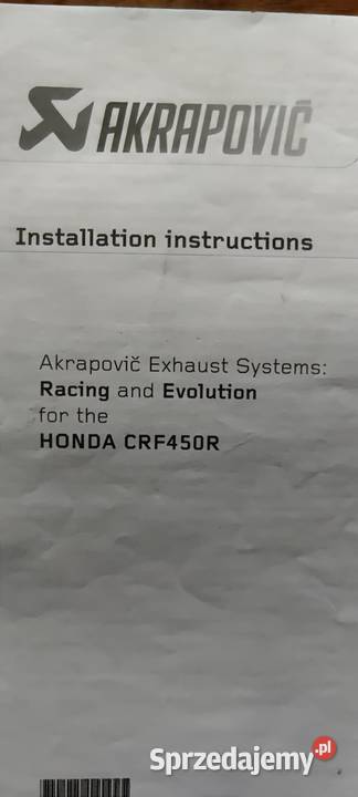 Wydech Akrapovic Honda CRF 450 łódzkie Łask