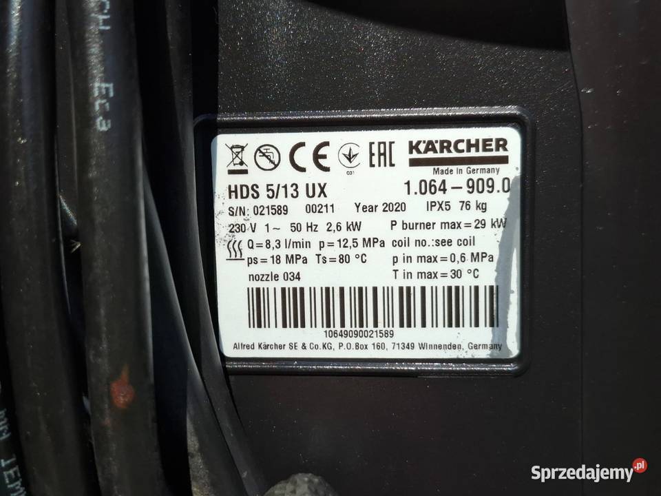 Super Stan Myjka Karcher HDS 513UX Gwarancją