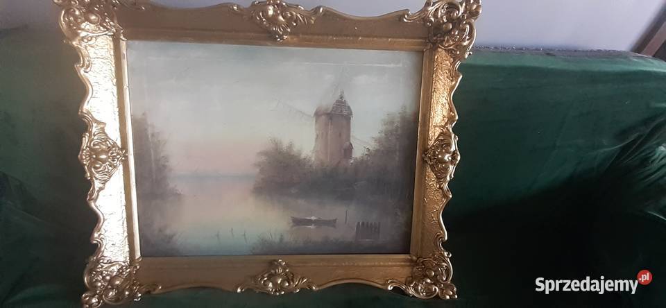 Obraz akwarela zlota rama Łódź