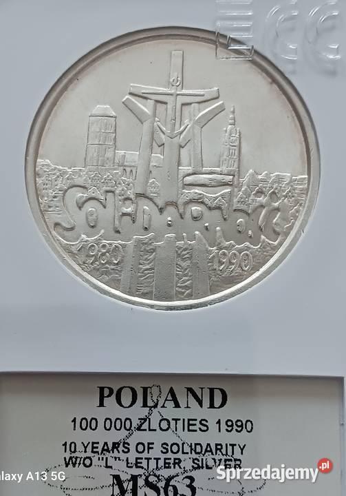 100 000 Solidarność 1990 r Typ B 3 Slab GCN MS wielkopolskie Konin sprzedam