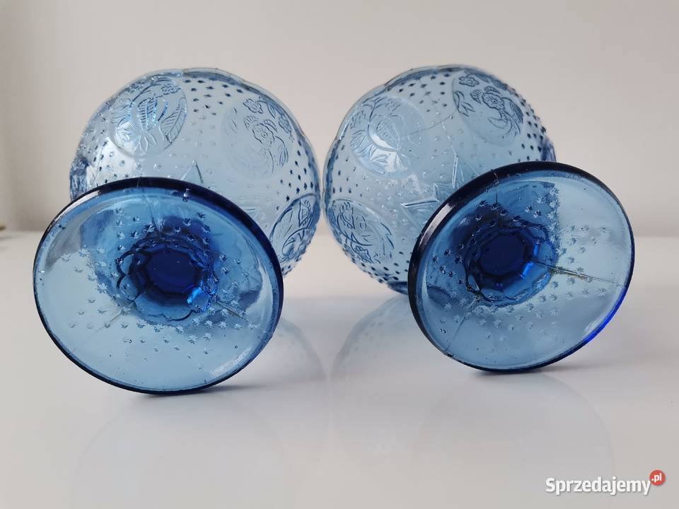 Stary niebieski pucharek Medaliony 2 sztuki HSG Katowice