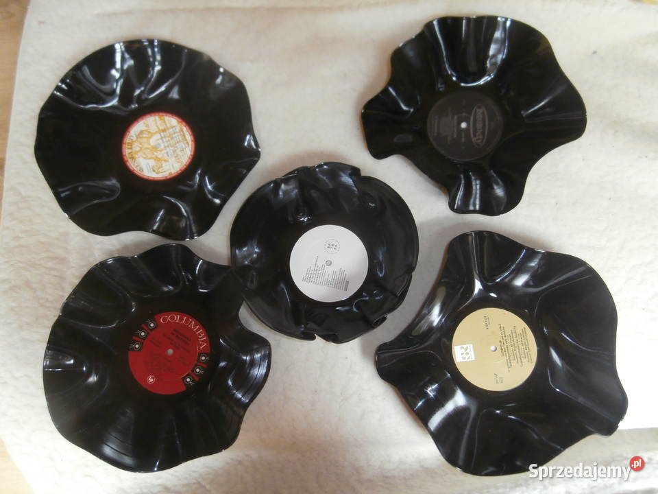 miska patera talerz z płyty winylowej średnicy czarny