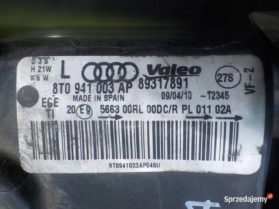 AUDI A5 8T 20 TFSI 10r CABRIO 2D XENON lampa osobowe Suków