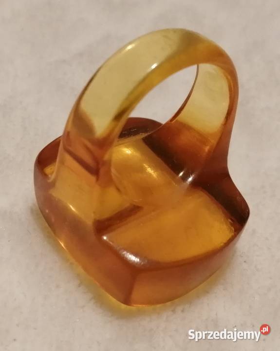Sygnet pierścień bursztynowy 18mm Biżuteria Czeladź