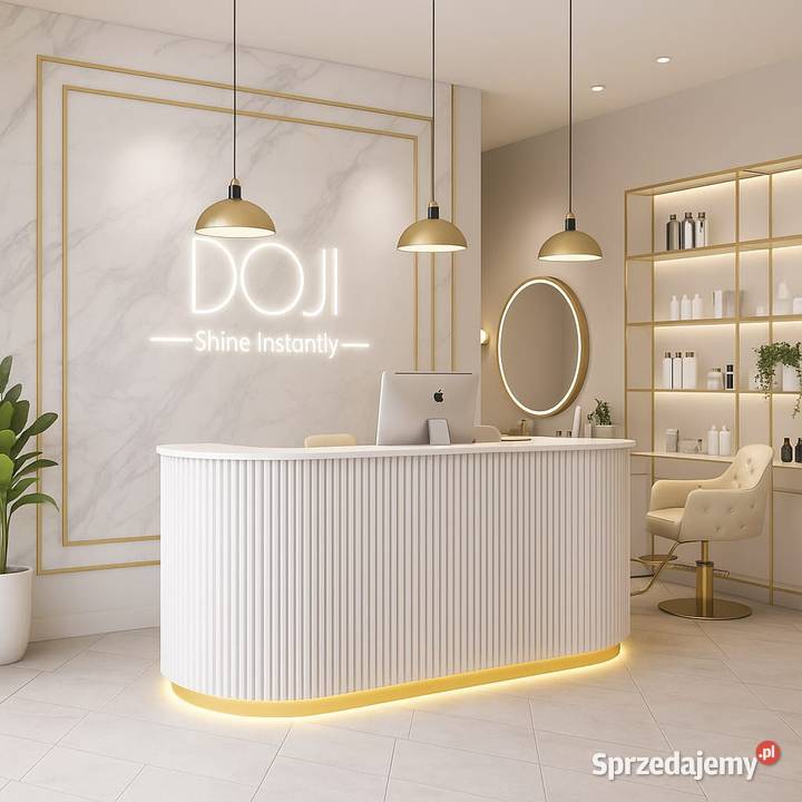 Biała złota ryflowana recepcja kosmetyczna lada Nowy Sącz sprzedam