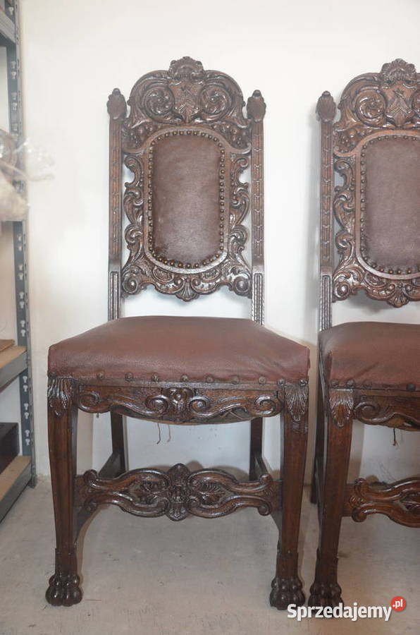 Duże krzesła bogato zdobione na Lwich łapach Bydgoszcz sprzedam