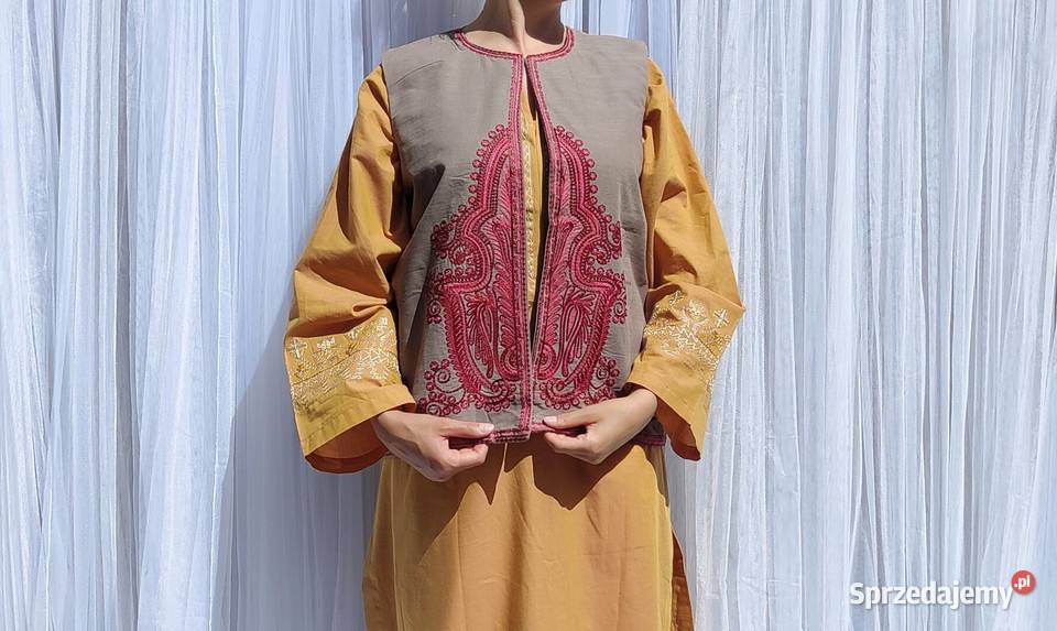 Szara kamizelka boho L 40 XL wzór orientalny Szczecin