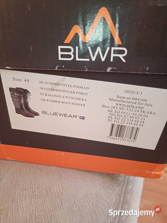 buty 44 kalosze gumowe z wyściółką Bluewear nowe Pozostałe Szczecin