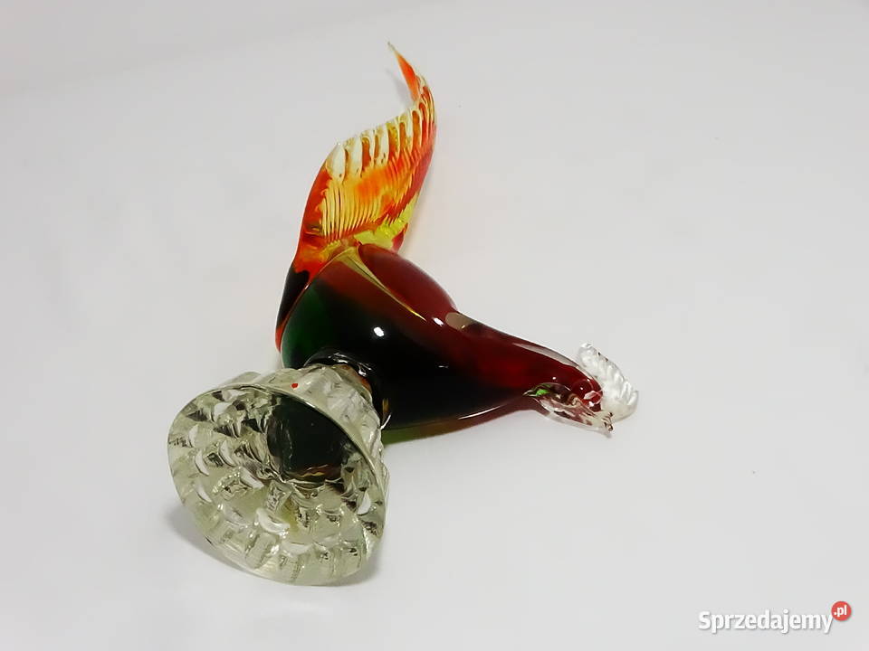 Szklana figurka koguta rajski ptak zwierzę Biłgoraj