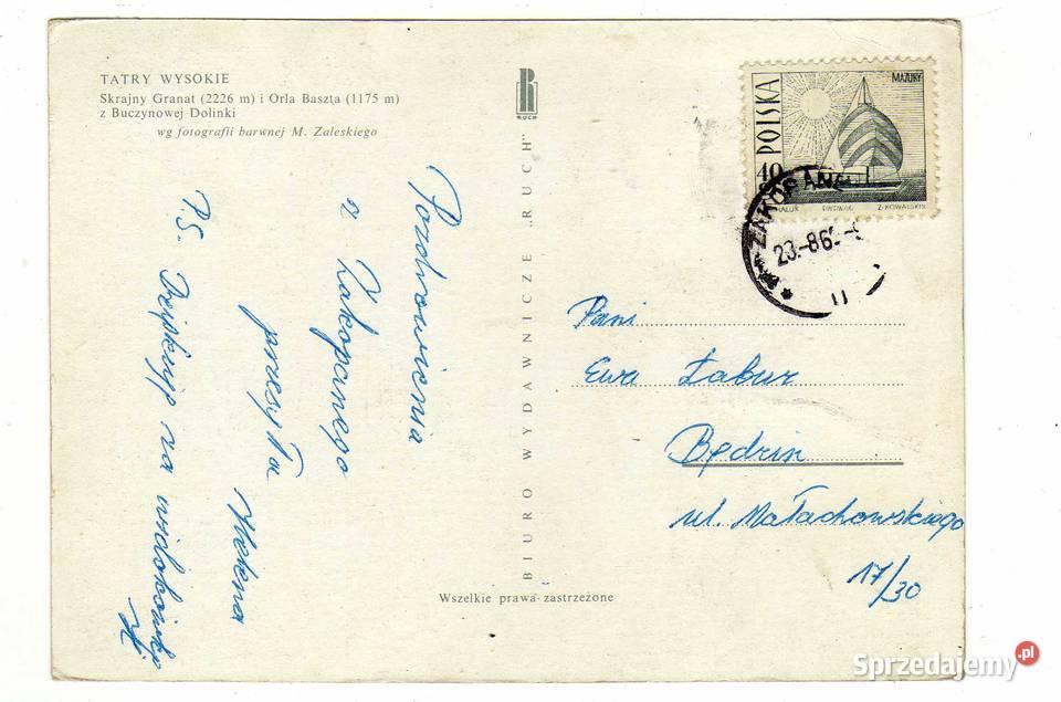 TATRY WYSOKIE SKRAJNY GRANAT POCZTÓWKA Krynki