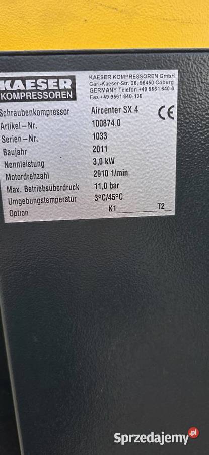 Kompresor śrubowy Kaeser SX4 Aircenter3kW 11 Bar Jelcz-Laskowice