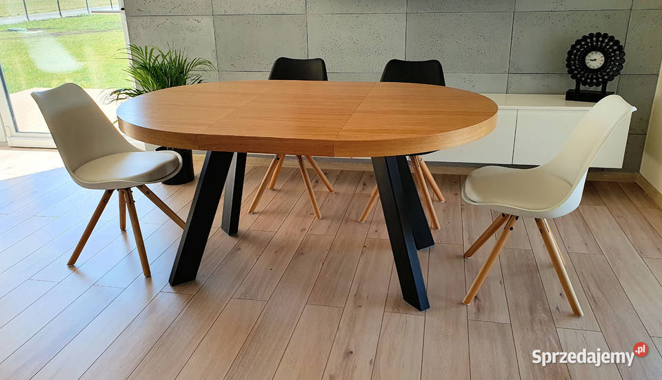 Nowoczesny stół dębowy okrągły rozkładany Loft 2 Krosno