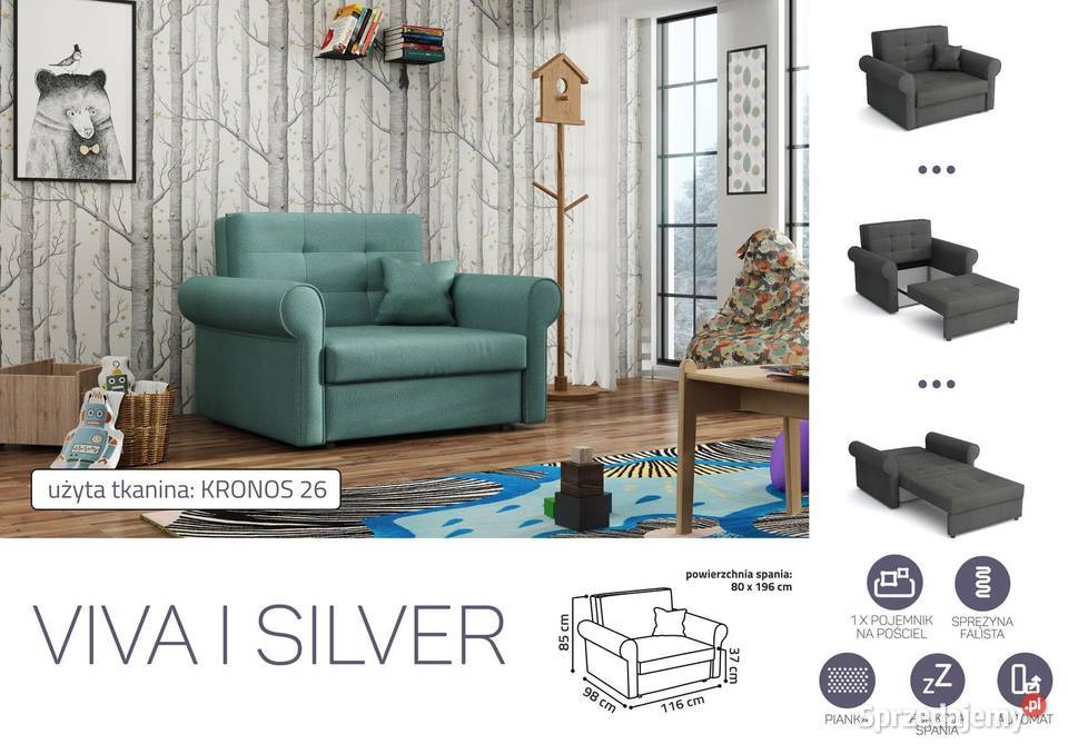Sofa Viva 1 Silver Darmowa dostawa 116cm Wieruszów