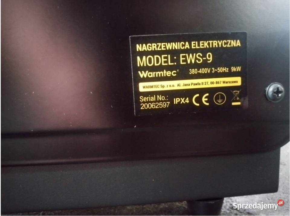 NAGRZEWNICA ELEKTRYCZNA WARMTEC EWS 9 SIŁA 9 KW Szprotawa