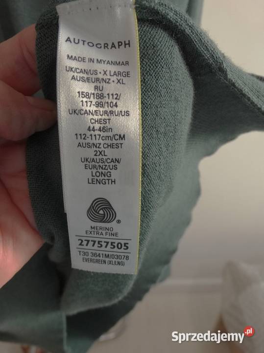Sweter Męski Wełniany 100 Wełna Merino Fine Łomża