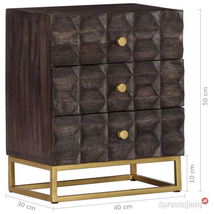 Szafka nocna czarna 40 x 30 x 50 lite drewno Warszawa