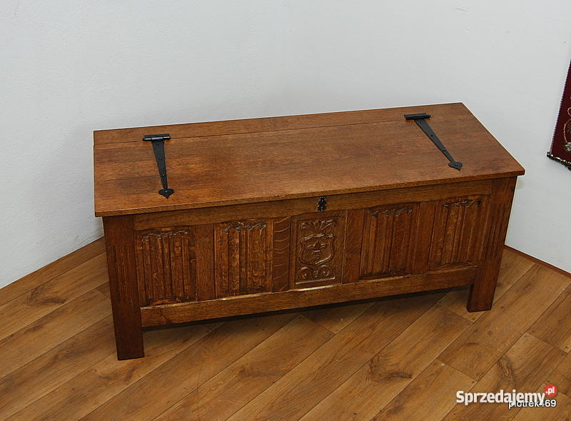 SOLIDNY DUŻY DĘBOWY KUFER SKRZYNIA SZAFKA DĄB Świdnica