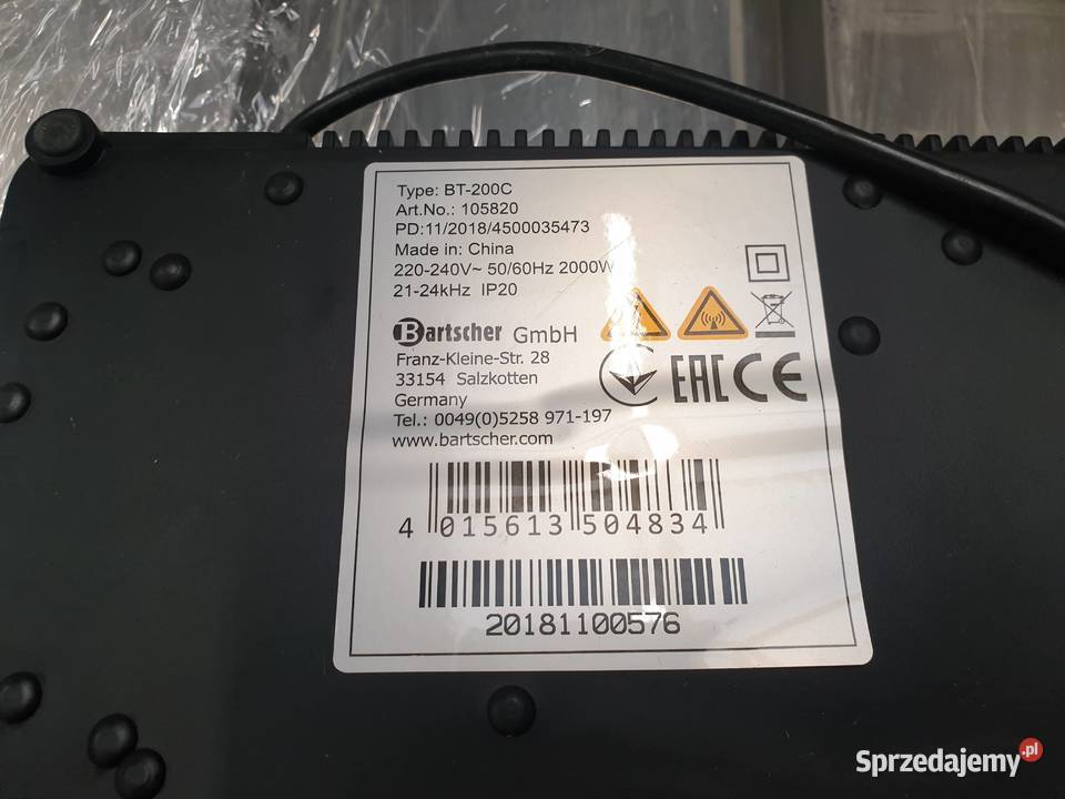 Kuchenka indukcyjna 285x340x60 Bartscher 105820 Pszczyna