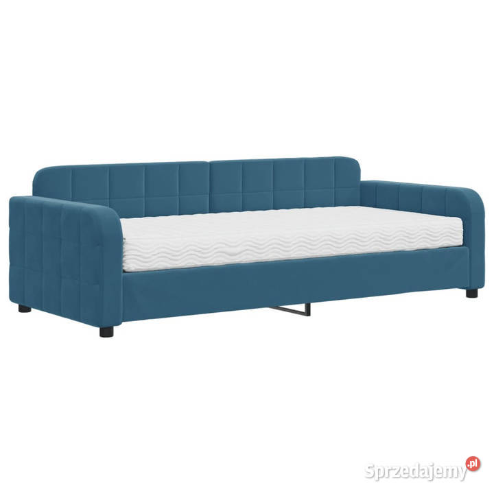 Sofa z materacem do spania niebieska aksamit Warszawa