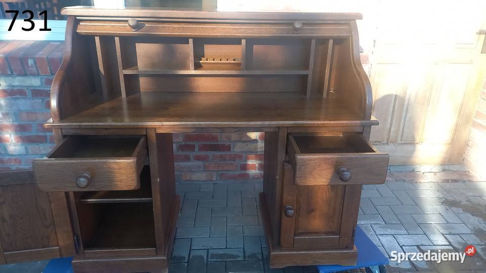 Biurko dębowe drewniane z roletą Sekretarzyk 731 Gawroniec