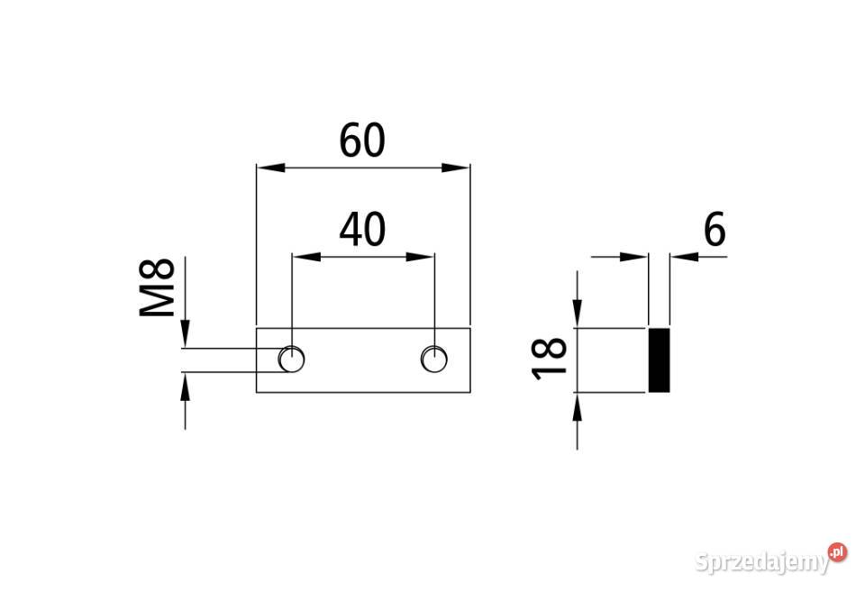 Podkładka 18x6x60 mm M8 ocynkowana rozstaw Przysieka Polska