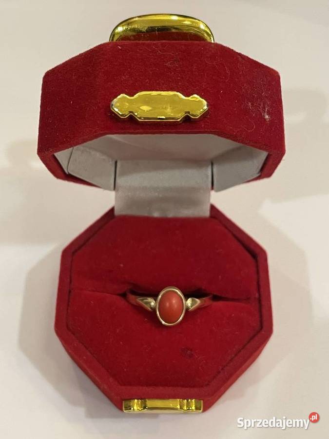 Złoty pierścionek z koralem złoto 14K rozmiar 20 Kraków