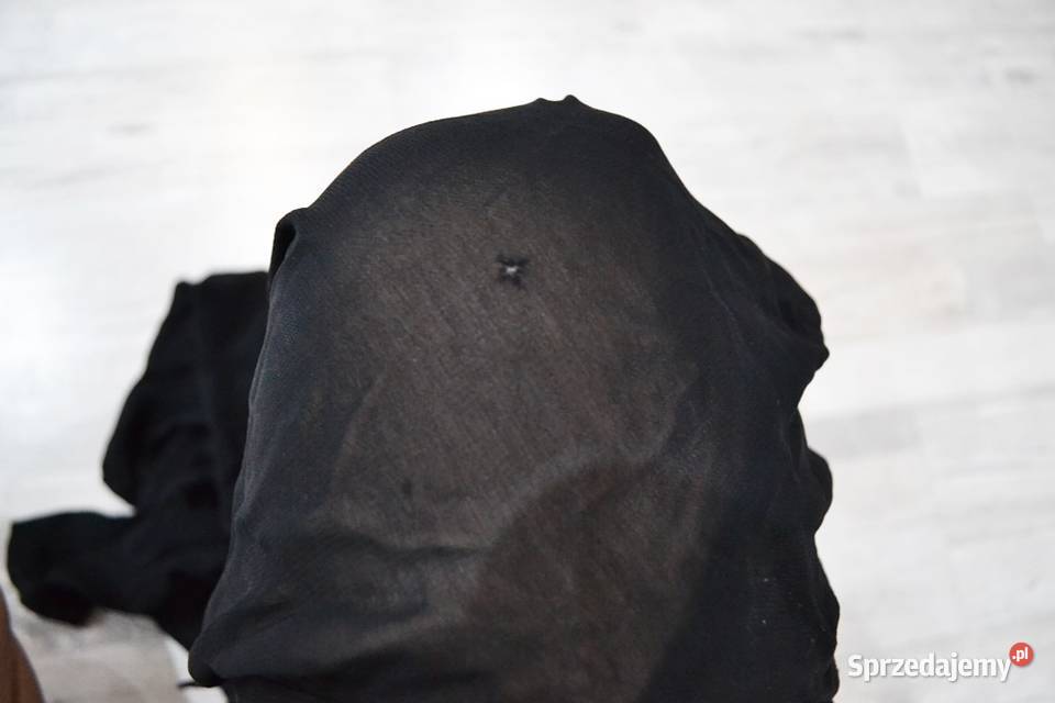 Prześwitująca czarna narzutka długa M L mgiełka Płock