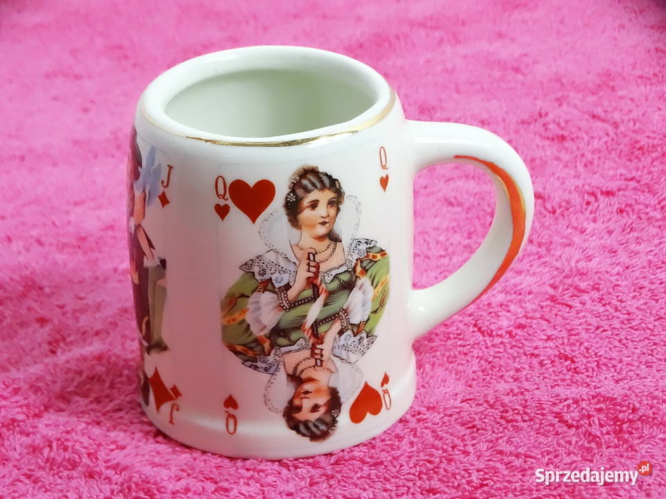 Ceramiczny kubek kufelek z motywem kart do gry
