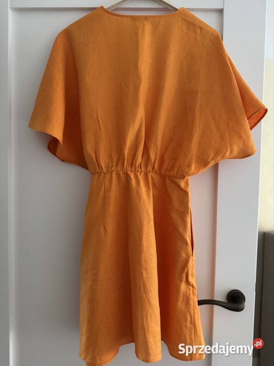 Sukienka Massimo Dutti XS pomarańczowa len100 Bez wzoru Częstochowa