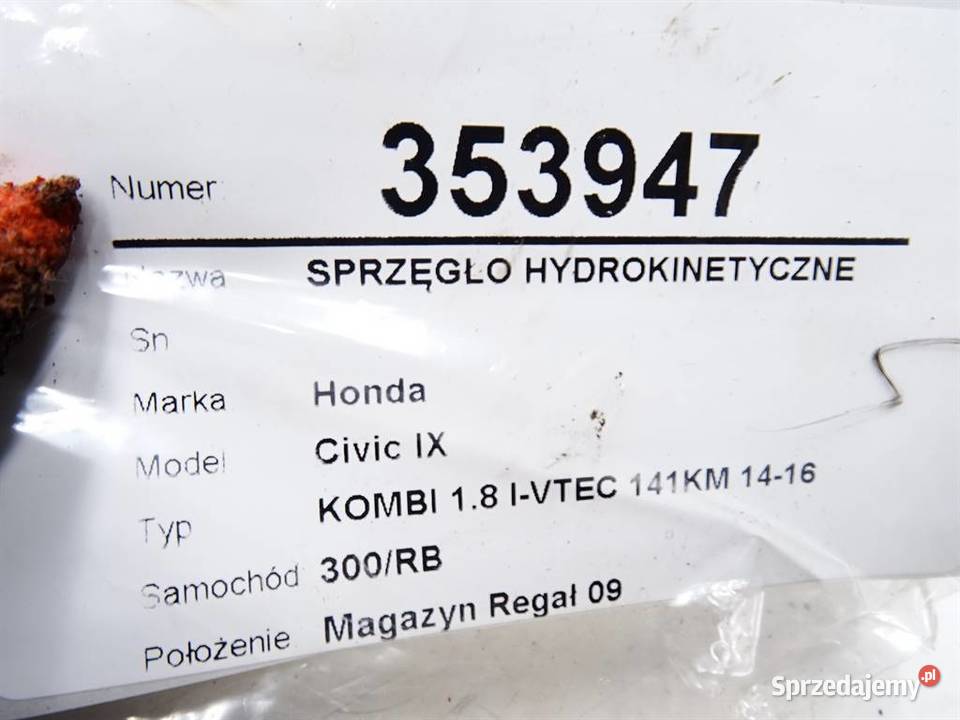 SPRZĘGŁO HYDROKINETYCZNE HONDA CIVIC IX 18 141