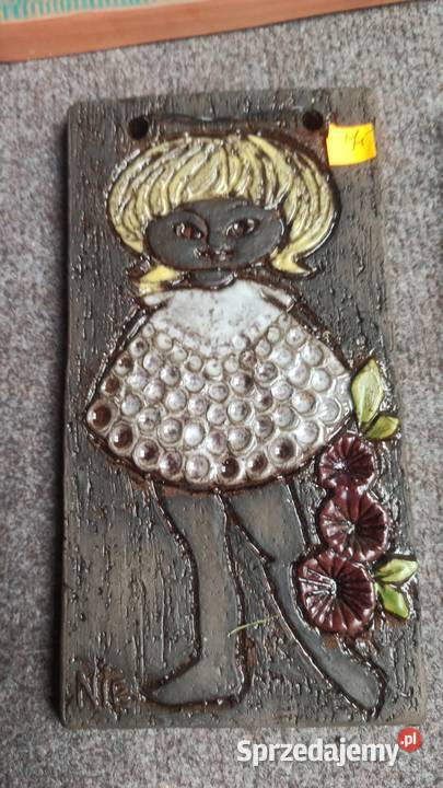 1 Kafel ceramiczny Dziewczynka z kwiatkami Syg pomorskie Gdańsk