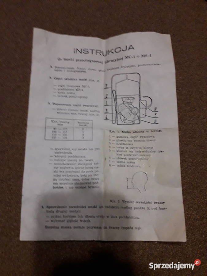 Maska przeciwgazowa filtracyjna MC1 z małopolskie Kraków