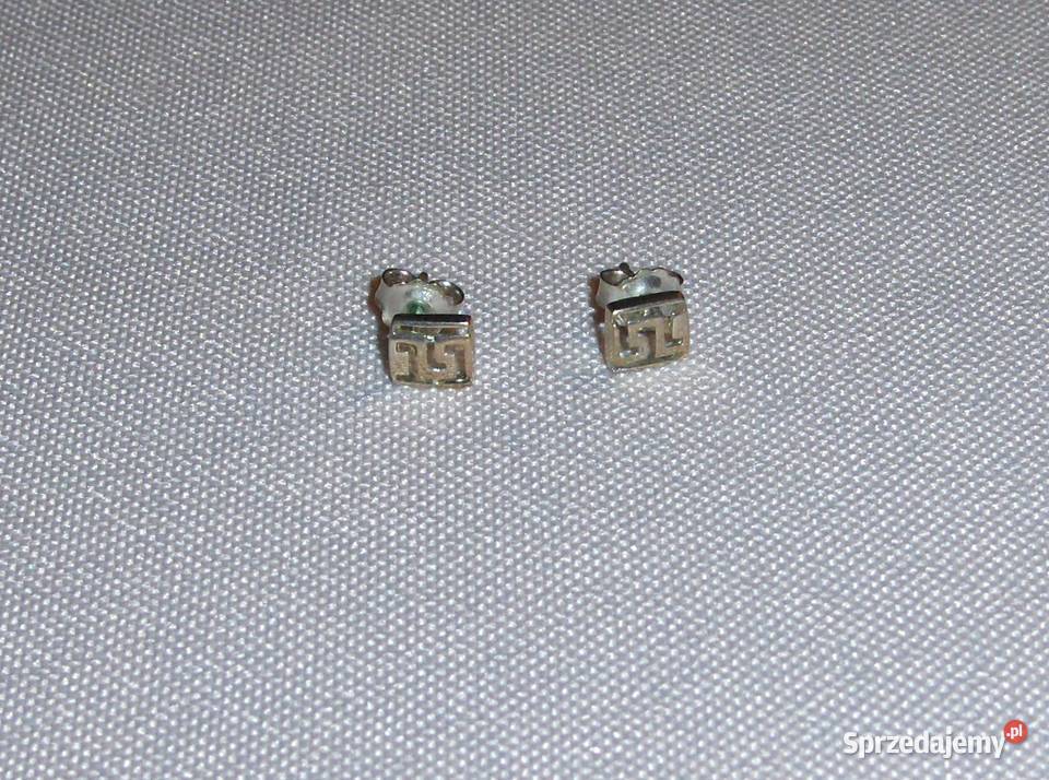 Srebrne kolczykiwkręty z greckim motywem Biżuteria Łódź